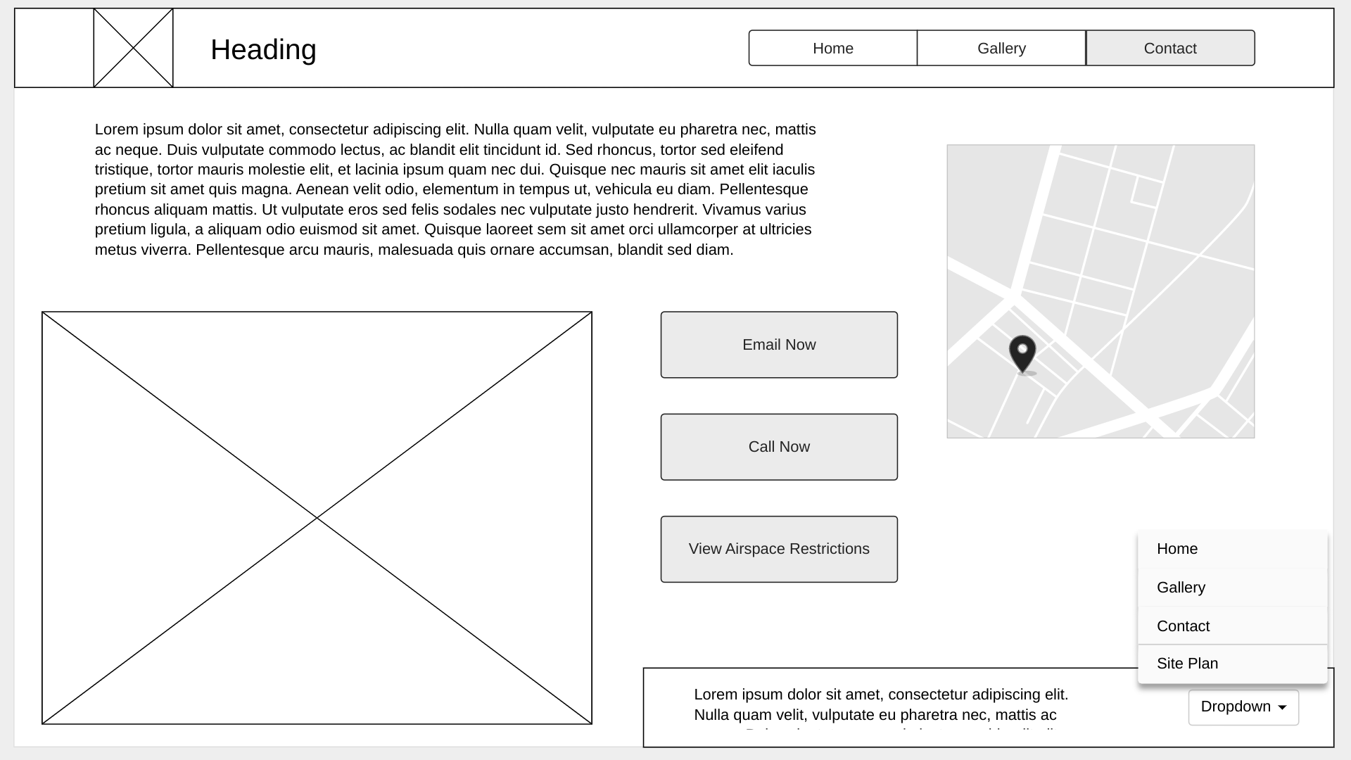 Contact page wireframe