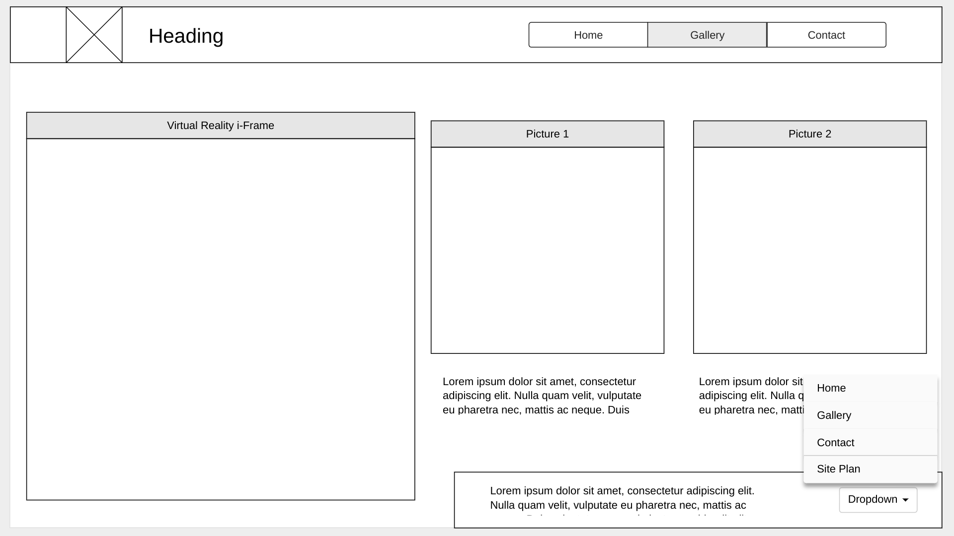 Initial gallery wireframe